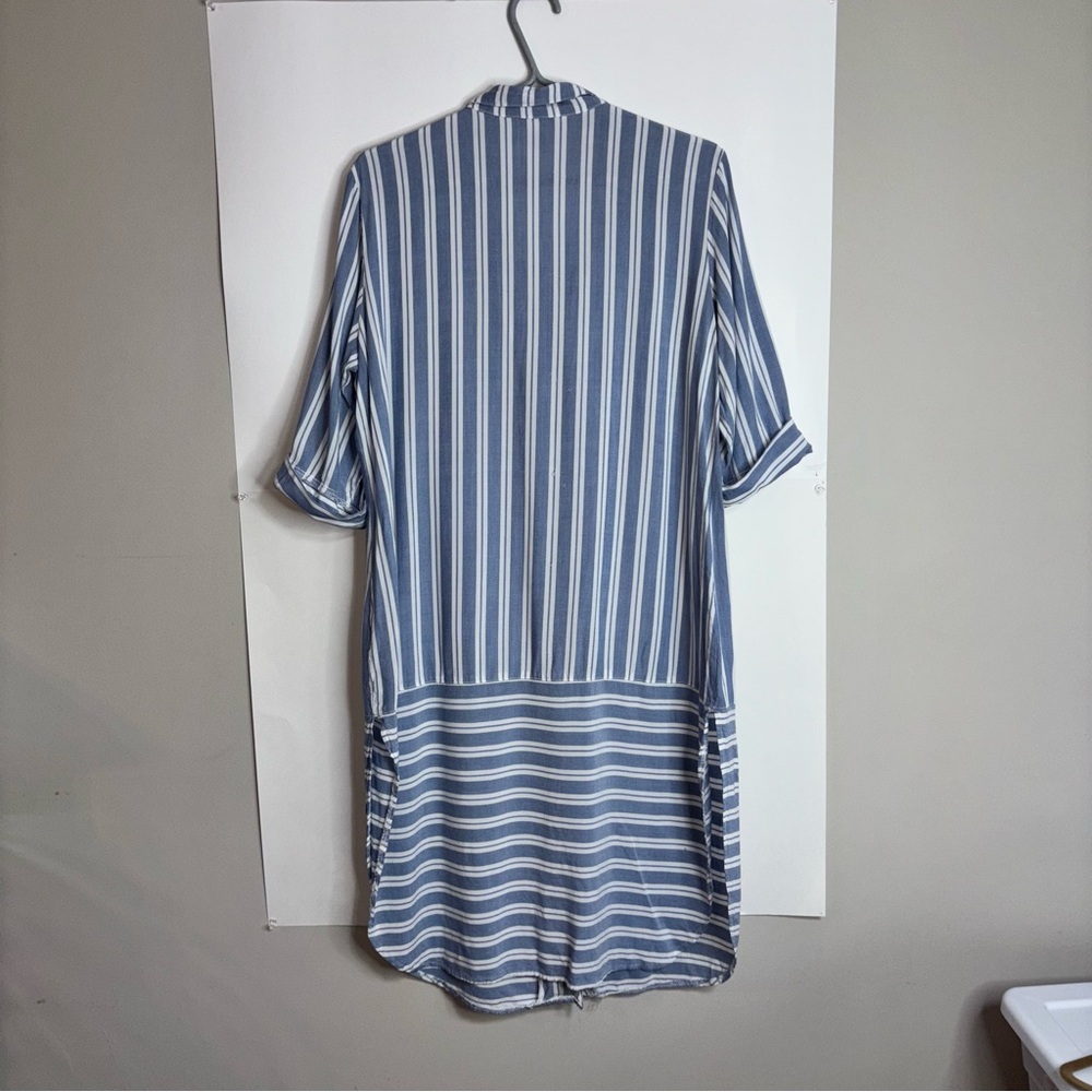 2/$30 Max Studio Sleepwear Women’s XL Blue White Striped Shirt Dress Buttons - Picture 10 of 10